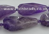 CNG5652 15.5 inches 15*35mm - 18*45mm faceted teardrop amethyst beads