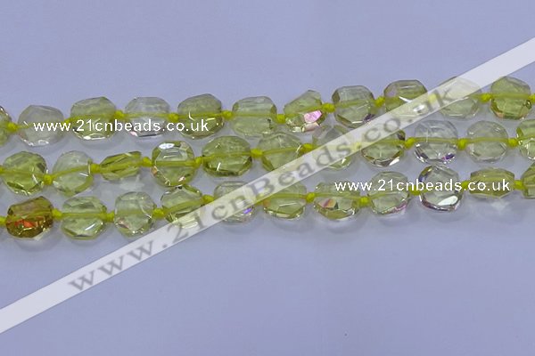 CNG5880 15.5 inches 10*12mm - 10*14mm faceted freeform lemon quartz beads