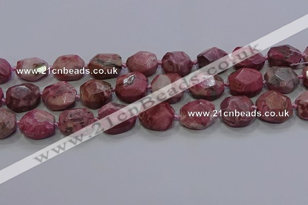 CNG5934 10*14mm - 12*16mm faceted freeform rhodochrosite beads