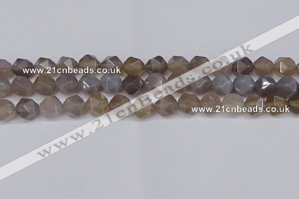 CNG6023 15.5 inches 12mm faceted nuggets grey agate beads