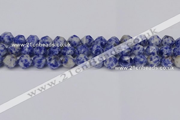 CNG6031 15.5 inches 12mm faceted nuggets blue spot stone beads