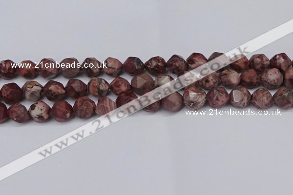 CNG6125 15.5 inches 8mm faceted nuggets red artistic jasper beads