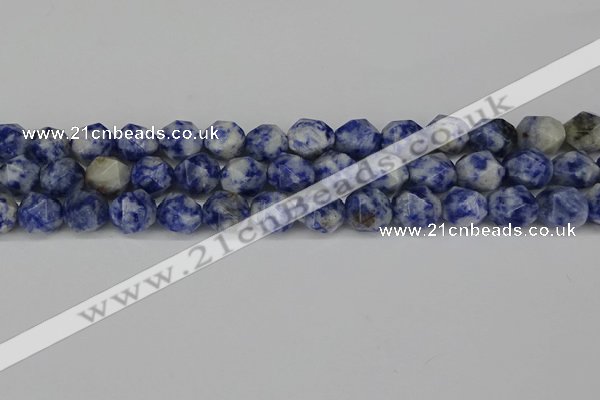 CNG6178 15.5 inches 10mm faceted nuggets blue spot stone beads