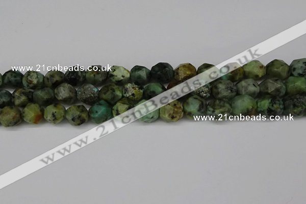 CNG6185 15.5 inches 10mm faceted nuggets African turquoise beads