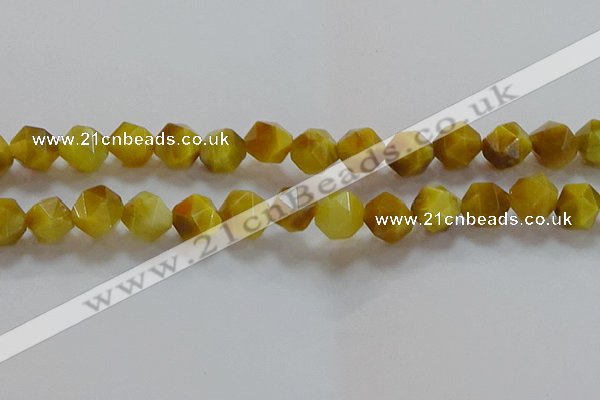 CNG6533 15.5 inches 12mm faceted nuggets golden tiger eye beads