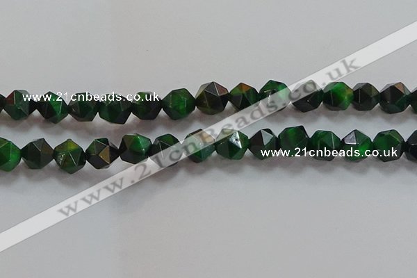 CNG6549 15.5 inches 12mm faceted nuggets green tiger eye beads