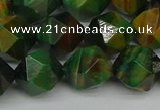 CNG7328 15.5 inches 12mm faceted nuggets green tiger eye beads