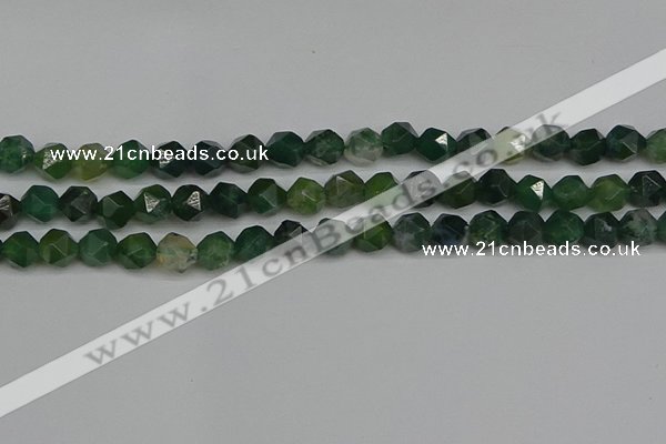 CNG7337 15.5 inches 10mm faceted nuggets moss agate beads