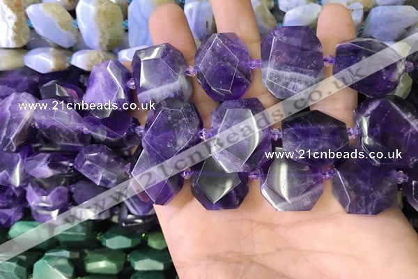 CNG7473 15.5 inches 18*25mm - 20*28mm faceted freeform amethyst beads