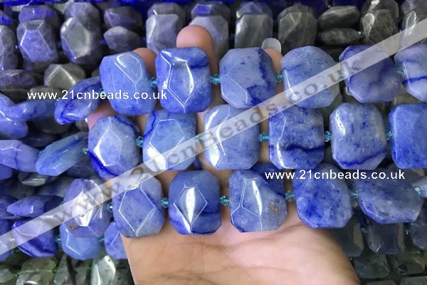 CNG7567 18*25mm - 20*28mm faceted freeform blue aventurine beads