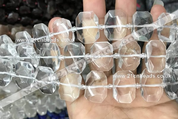 CNG7750 13*18mm - 15*25mm faceted freeform white crystal beads