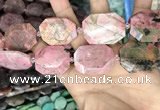 CNG7909 22*30mm - 25*35mm faceted freeform rhodochrosite beads