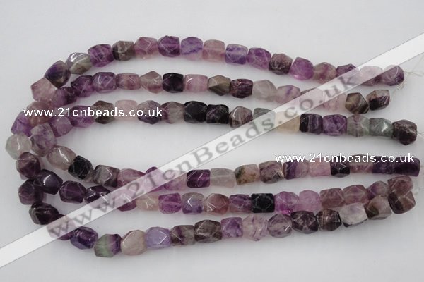 CNG817 15.5 inches 9*12mm faceted nuggets fluorite beads