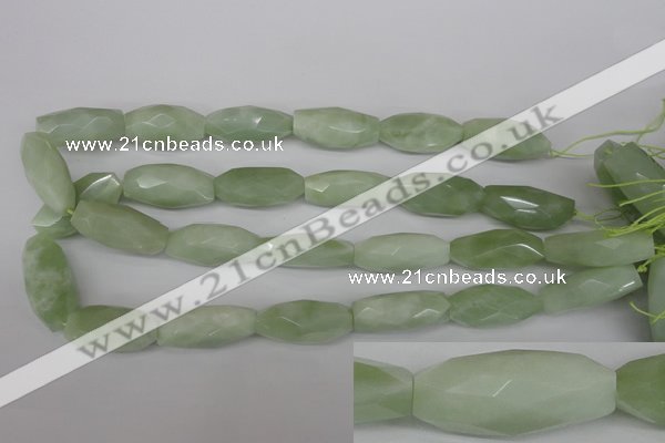 CNG885 15.5 inches 14*32mm faceted rice New jade nugget beads