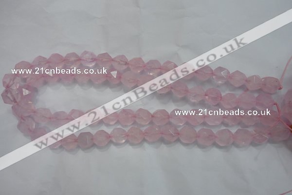 CNG921 15 inches 12mm faceted nuggets rose quartz beads
