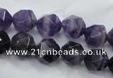 CNG930 15 inches 12mm faceted nuggets amethyst gemstone beads