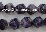 CNG932 15 inches 16mm faceted nuggets amethyst gemstone beads