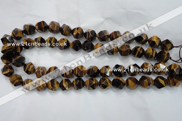 CNG940 15 inches 16mm faceted nuggets yellow tiger eye beads