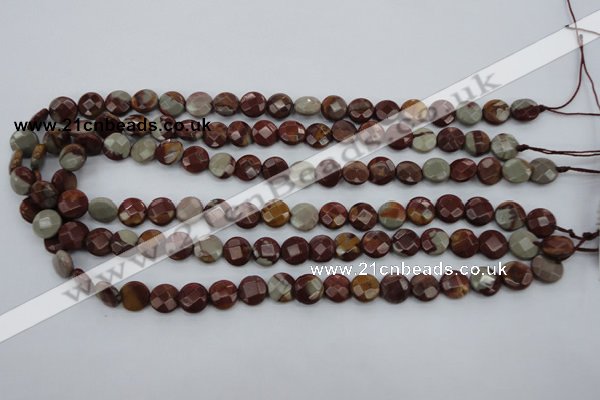 CNJ41 15.5 inches 10mm faceted coin noreena jasper beads