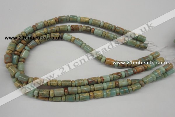 CNS136 5*8mm rondelle & 8*12mm tube natural serpentine jasper beads