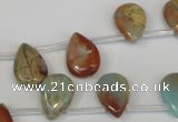 CNS199 Top-drilled 10*14mm flat teardrop natural serpentine jasper beads