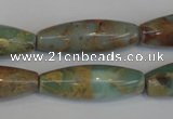 CNS204 15.5 inches 10*30mm rice natural serpentine jasper beads