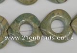 CNS220 15.5 inches 25*25mm heart donut natural serpentine jasper beads