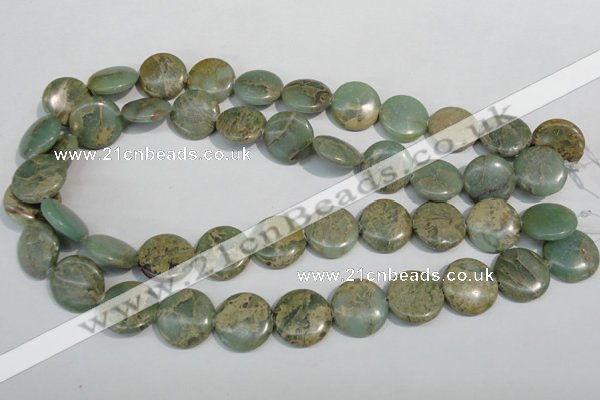 CNS232 15.5 inches 18mm flat round natural serpentine jasper beads