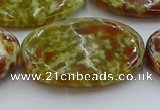 CNS638 15.5 inches 30*40mm oval green dragon serpentine jasper beads