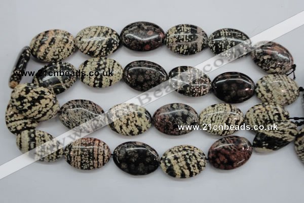 COB157 15.5 inches 22*30mm oval snowflake obsidian beads