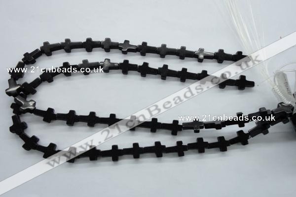 COB415 15.5 inches 10*14mm cross black obsidian beads wholesale