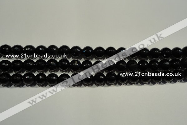 COB452 15.5 inches 8mm faceted round black obsidian beads