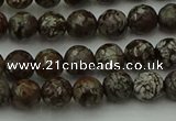 COB811 15.5 inches 6mm faceted round red snowflake obsidian beads