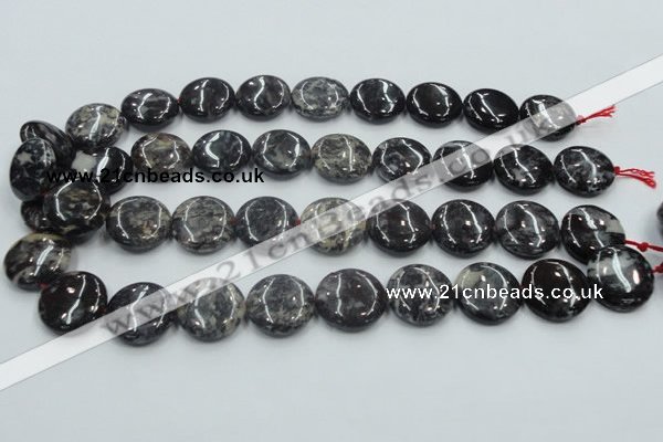 COJ01 15.5 inches 20mm flat round blood jasper gemstone beads