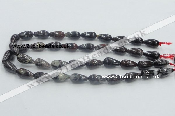 COJ08 15.5 inches 10*20mm teardrop blood jasper gemstone beads