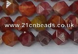 COJ1001 15.5 inches 6mm faceted nuggets red porcelain jasper beads