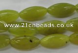 COJ107 15.5 inches 10*20mm trihedron olive jade beads wholesale