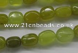 COJ111 15.5 inches 7*10mm nugget olive jade beads wholesale