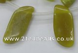 COJ112 Top-drilled 14*30mm wavy marquise olive jade beads
