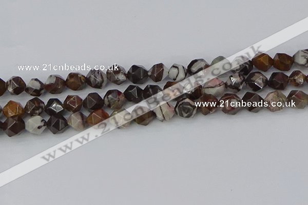 COJ373 15.5 inches 10mm faceted nuggets outback jasper beads