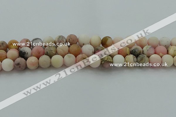 COP1333 15.5 inches 10mm round matte natural pink opal gemstone beads