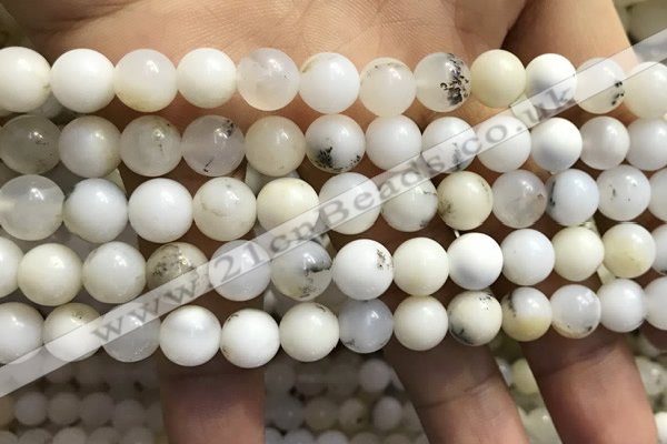 COP1585 15.5 inches 8mm round white opal gemstone beads