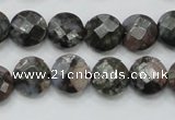 COP275 15.5 inches 12mm faceted round natural grey opal gemstone beads
