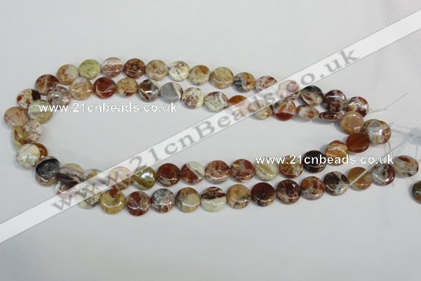 COP309 15.5 inches 12mm flat round brandy opal gemstone beads wholesale