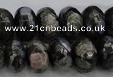 COP499 15.5 inches 8*12mm faceted rondelle natural grey opal beads