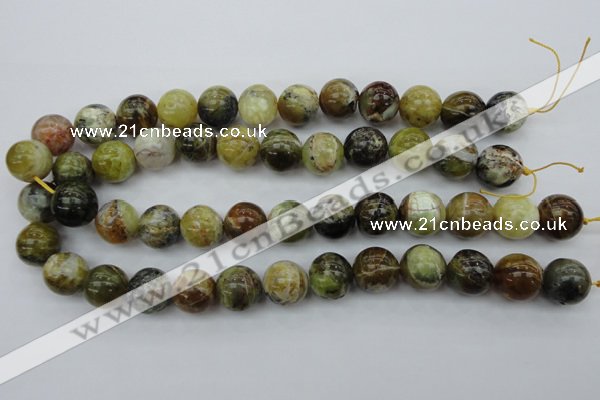 COP592 15.5 inches 16mm round natural yellow & green opal beads