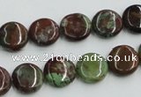 COP603 15.5 inches 12mm flat round green opal gemstone beads