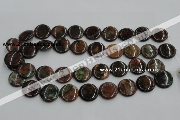 COP606 15.5 inches 20mm flat round green opal gemstone beads