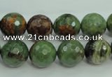 COP664 15.5 inches 12mm faceted round green opal gemstone beads