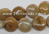 COP700 15.5 inches 14mm flat round wooden opal gemstone beads